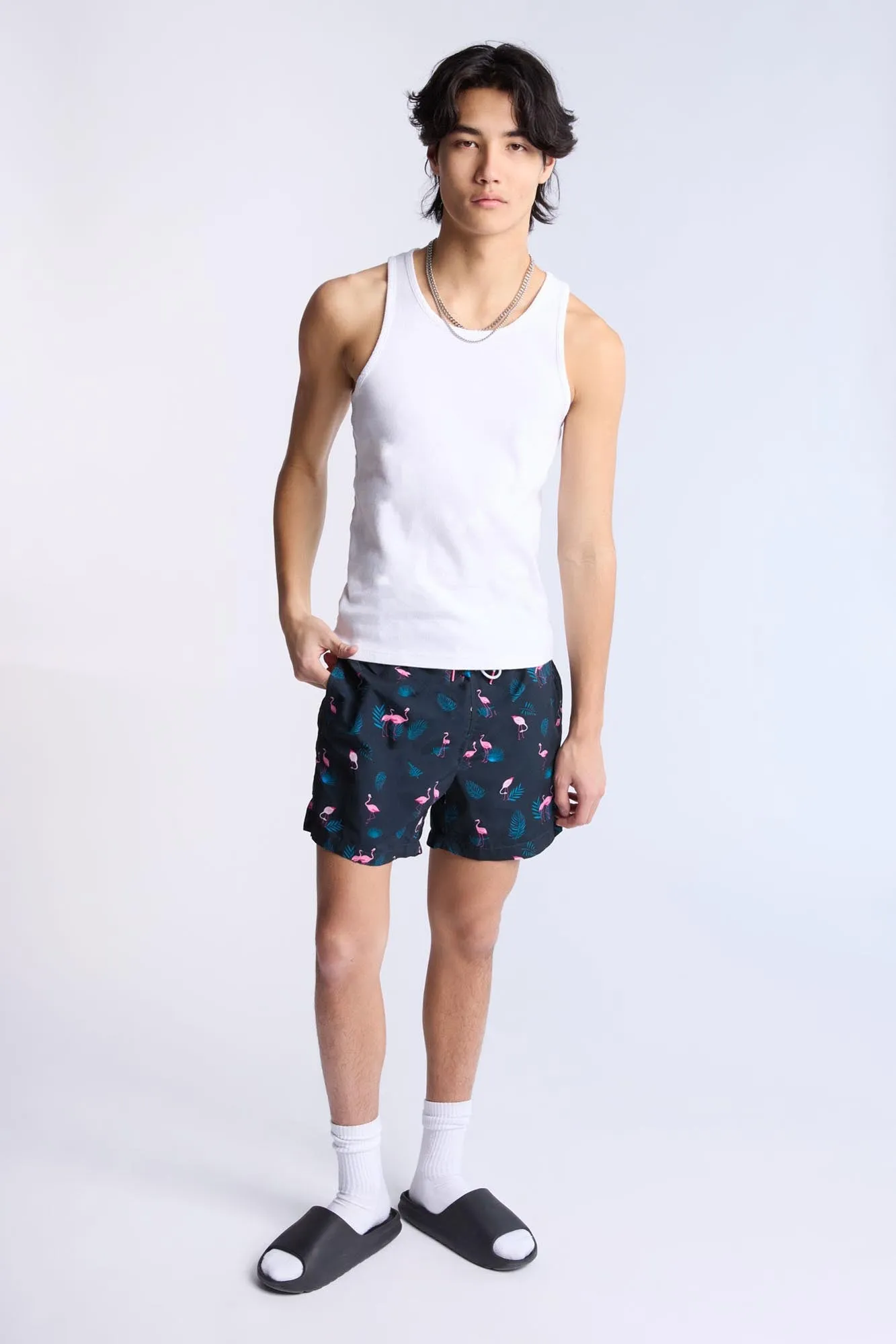 Flamingo Printed 5.5" Swim Shorts