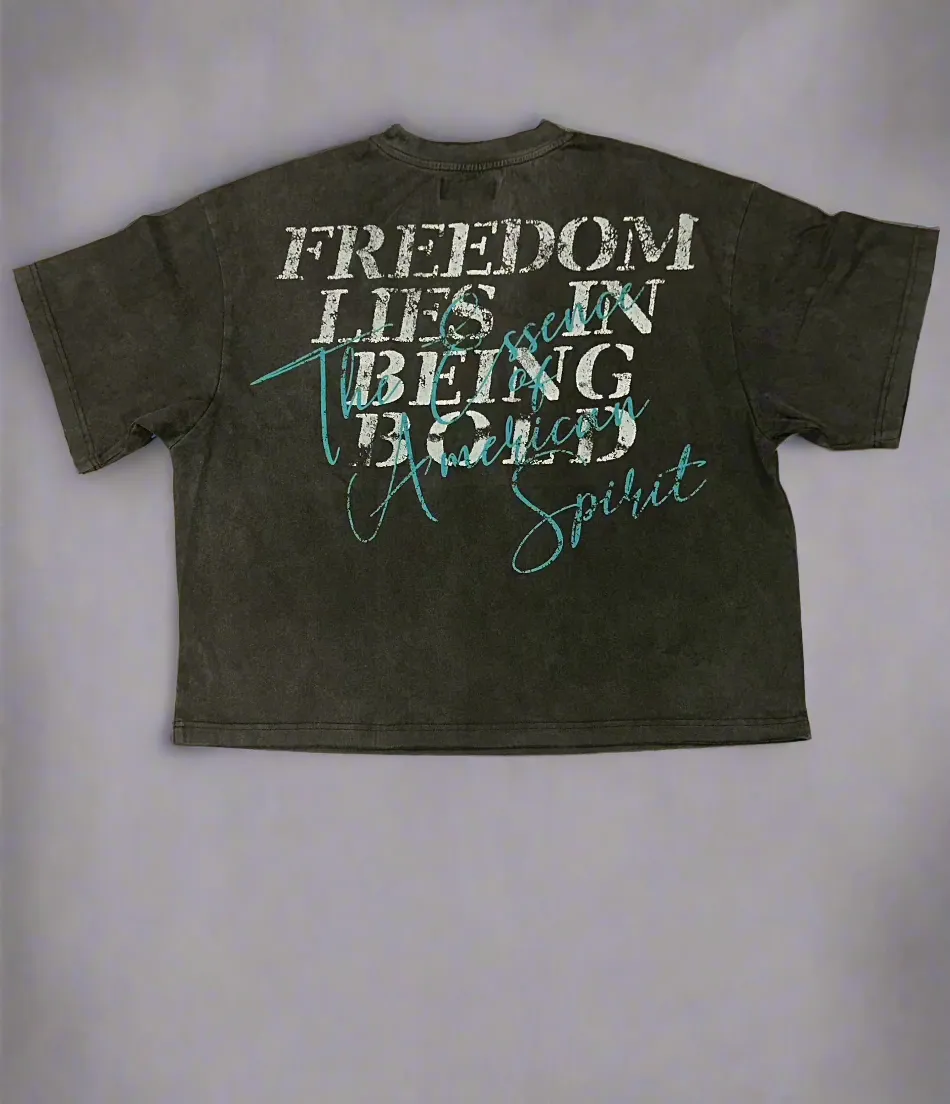 FR BLACK HEAVY WASHED EAGLE W/GLOBE TEE