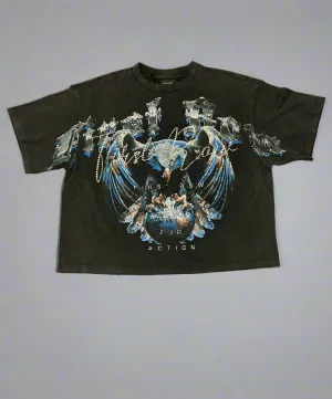 FR BLACK HEAVY WASHED EAGLE W/GLOBE TEE