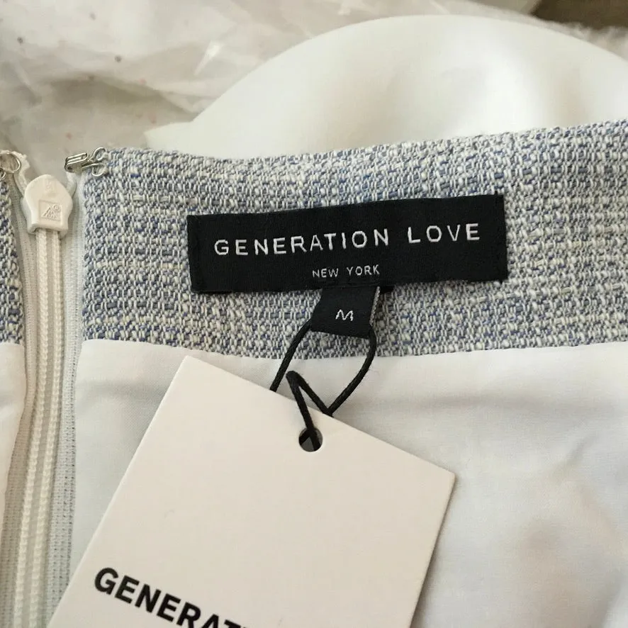 Generation Love Blue White Color Button Design Skirt