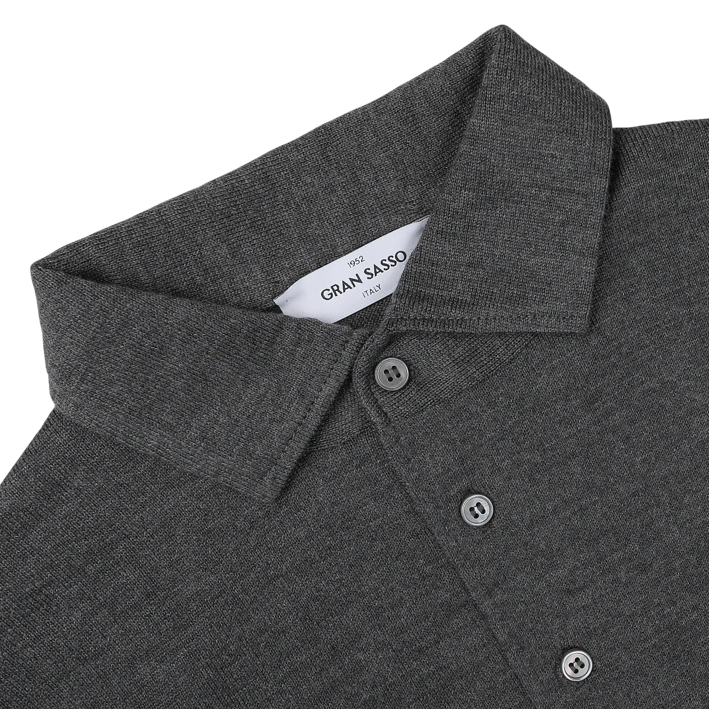 Grey Merino Wool One-Piece Collar Polo Shirt