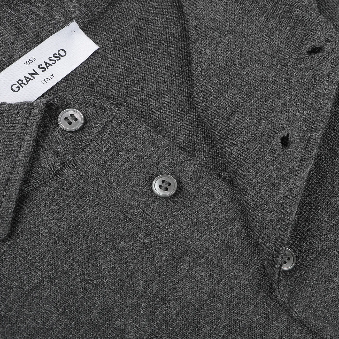 Grey Merino Wool One-Piece Collar Polo Shirt