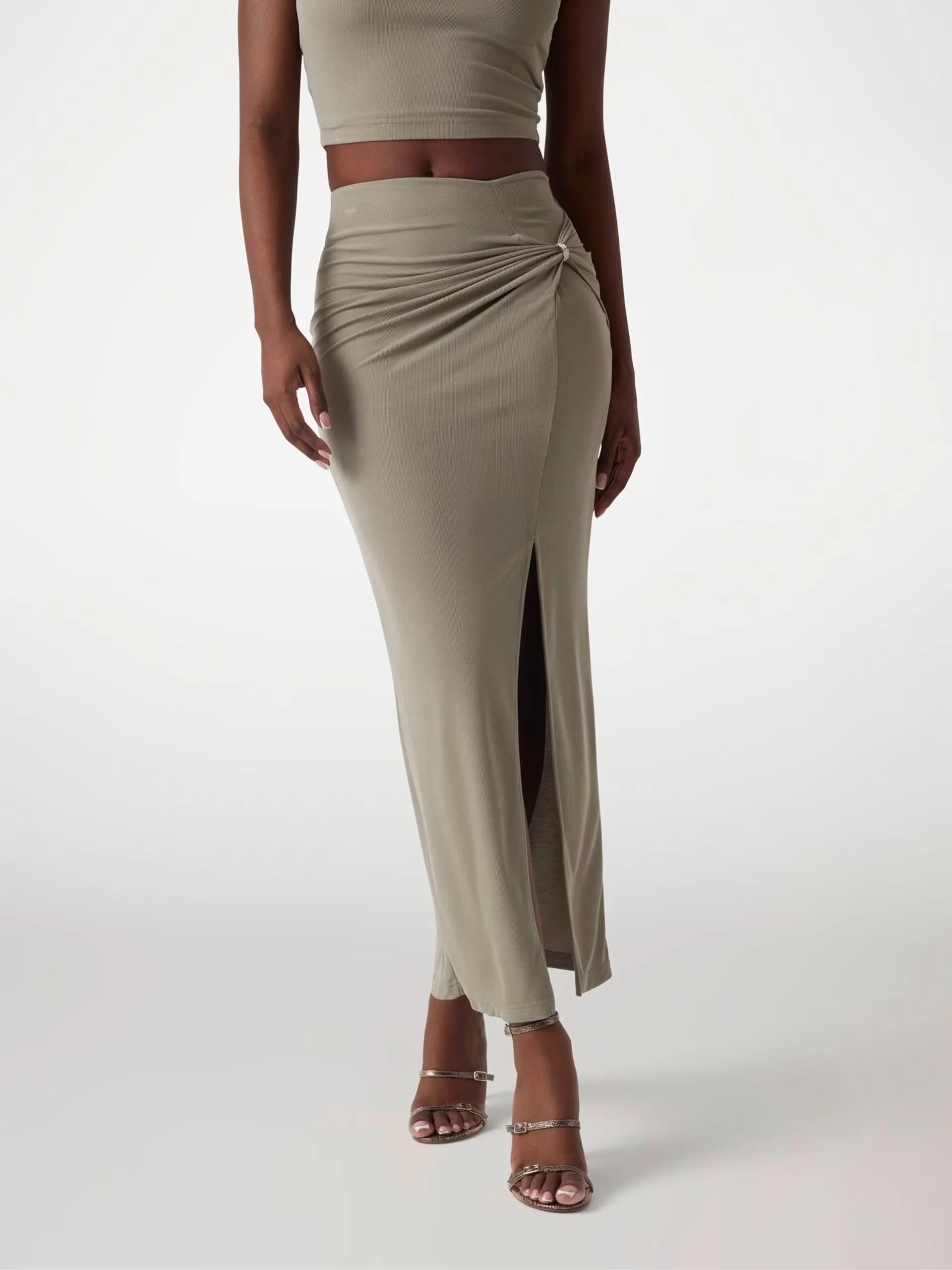 Guess Aimee Jewel Drape Skirt - Mossy Green