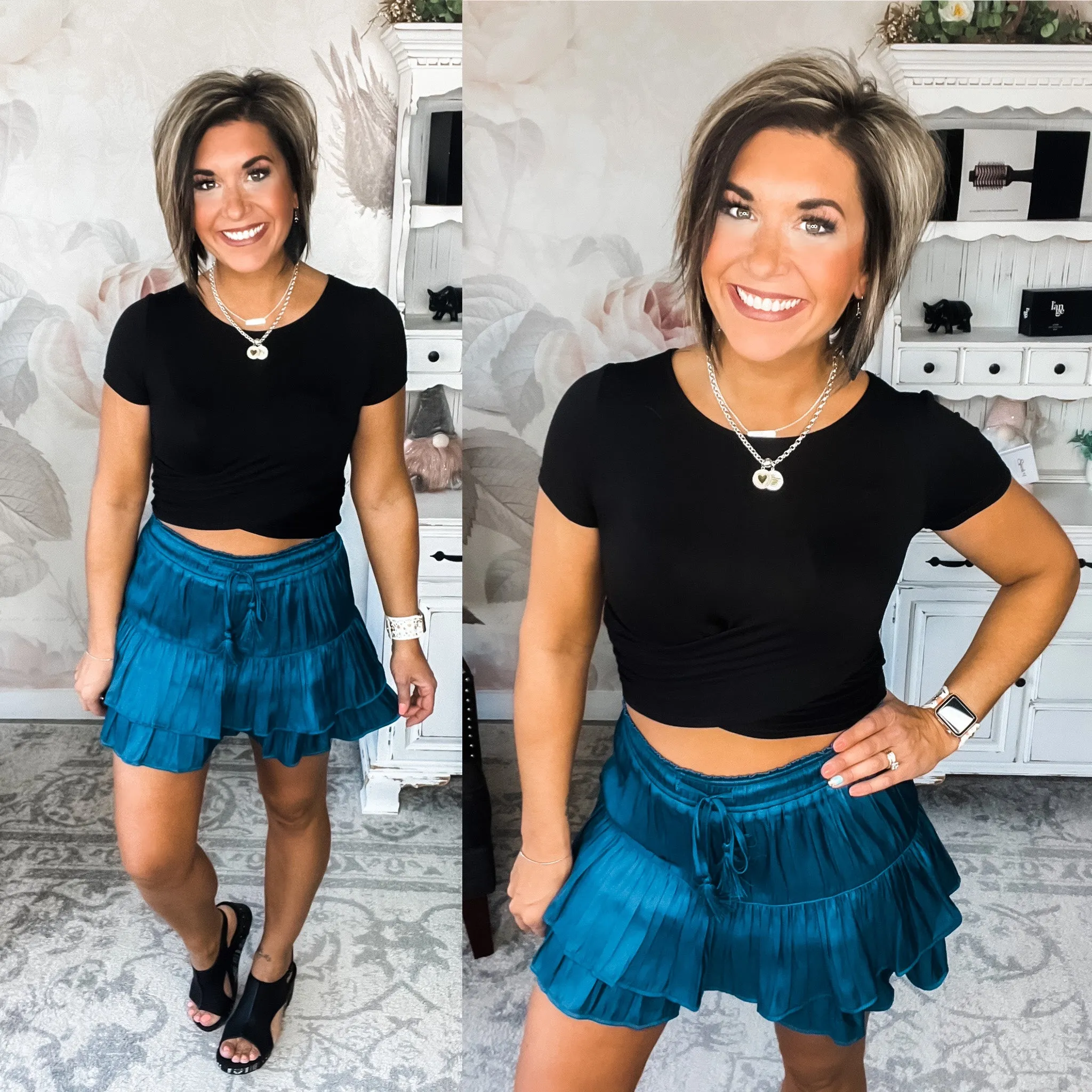 Have High Hopes Tiered Skort - Teal