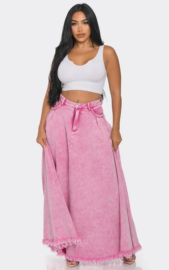 Heavy-duty Denim Long Half Skirt
