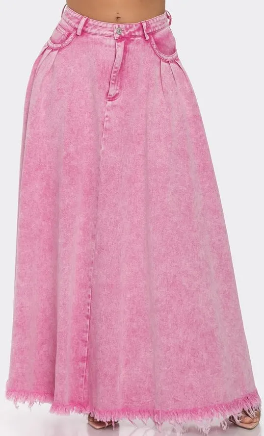 Heavy-duty Denim Long Half Skirt
