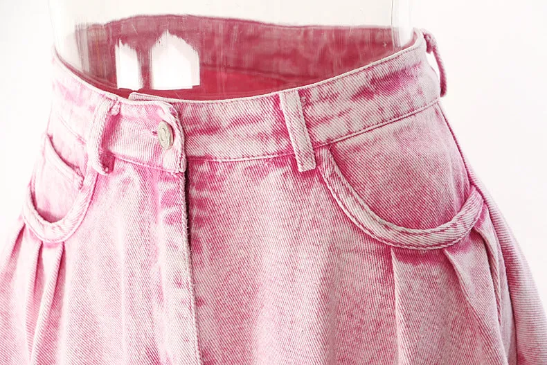 Heavy-duty Denim Long Half Skirt