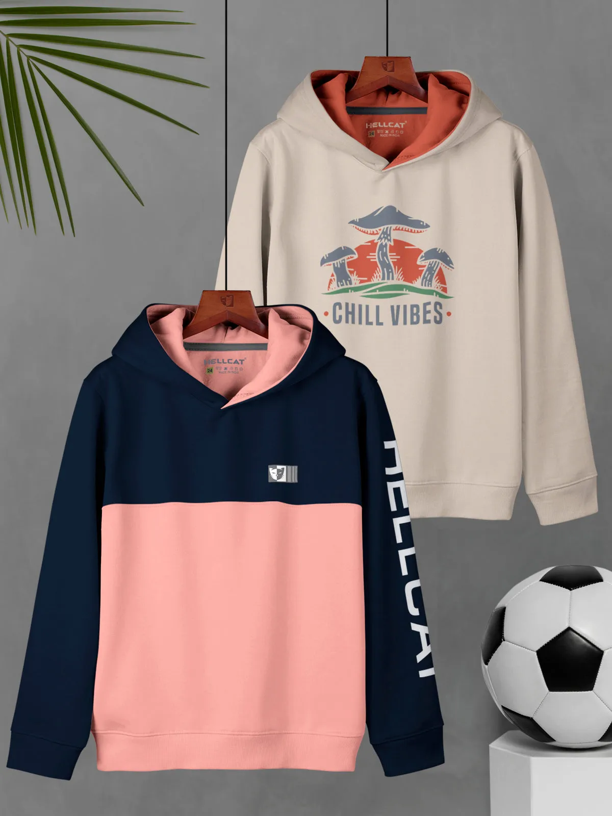 HELLCAT Printed Cotton Blend Hoodie Sweatshirt For Boys - Pack of 2