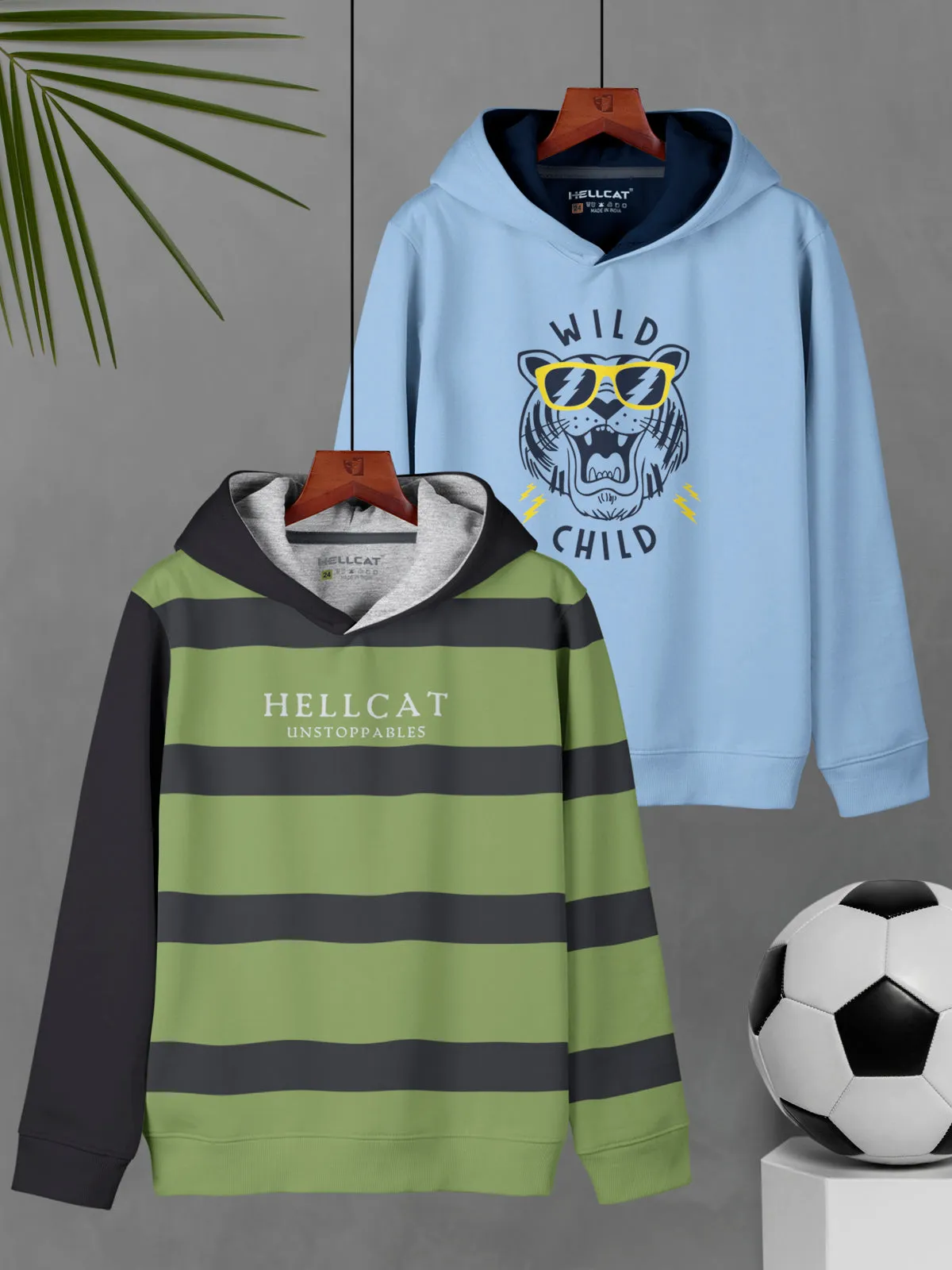 HELLCAT Printed Cotton Blend Hoodie Sweatshirt For Boys - Pack of 2
