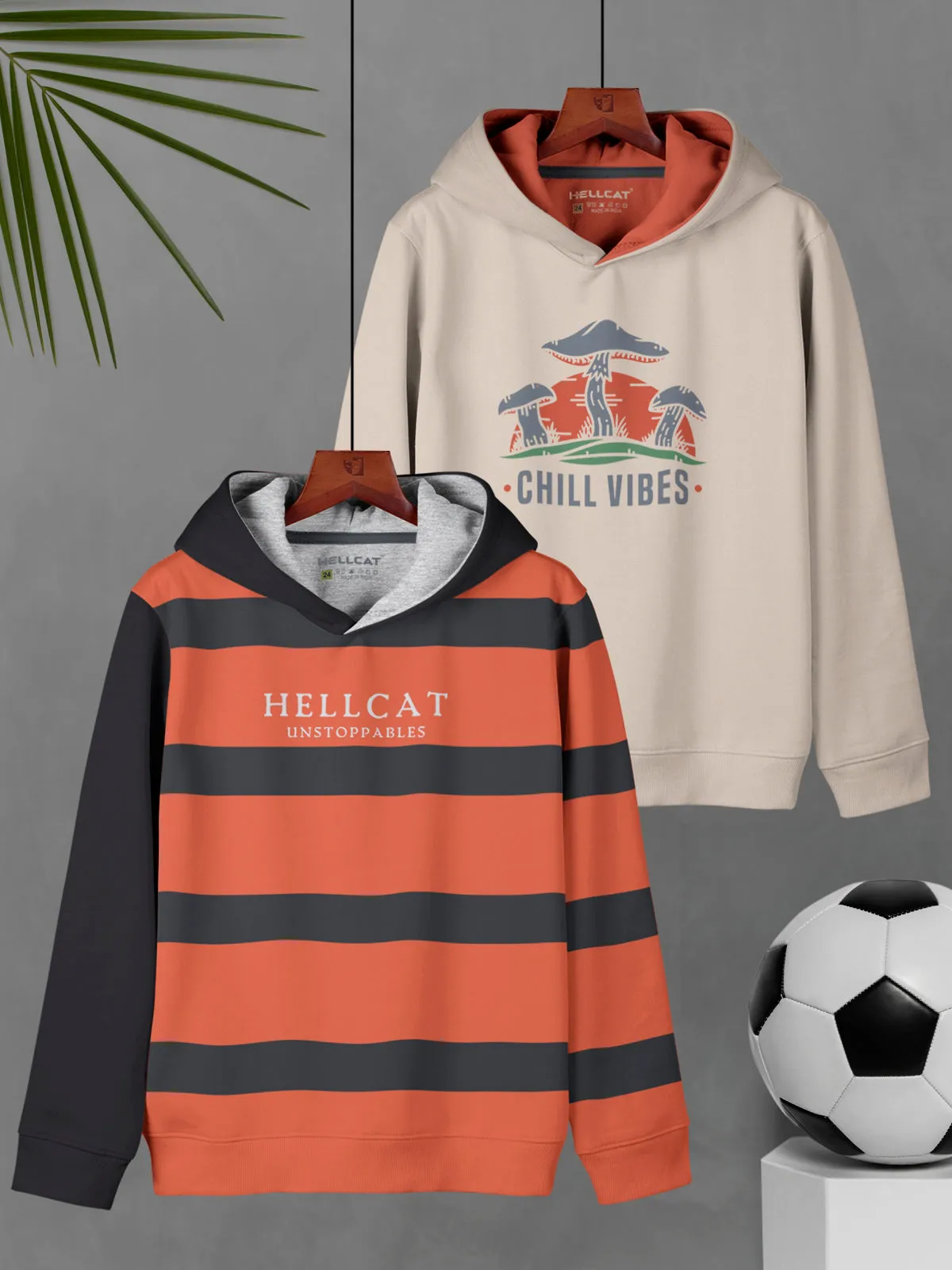HELLCAT Printed Cotton Blend Hoodie Sweatshirt For Boys - Pack of 2