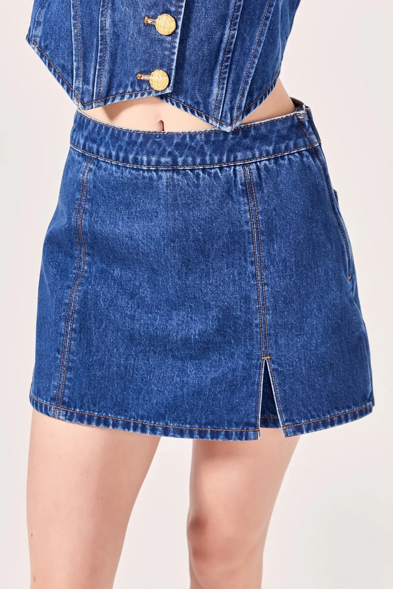 High Waist Denim Skort