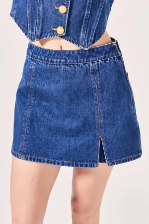 High Waist Denim Skort