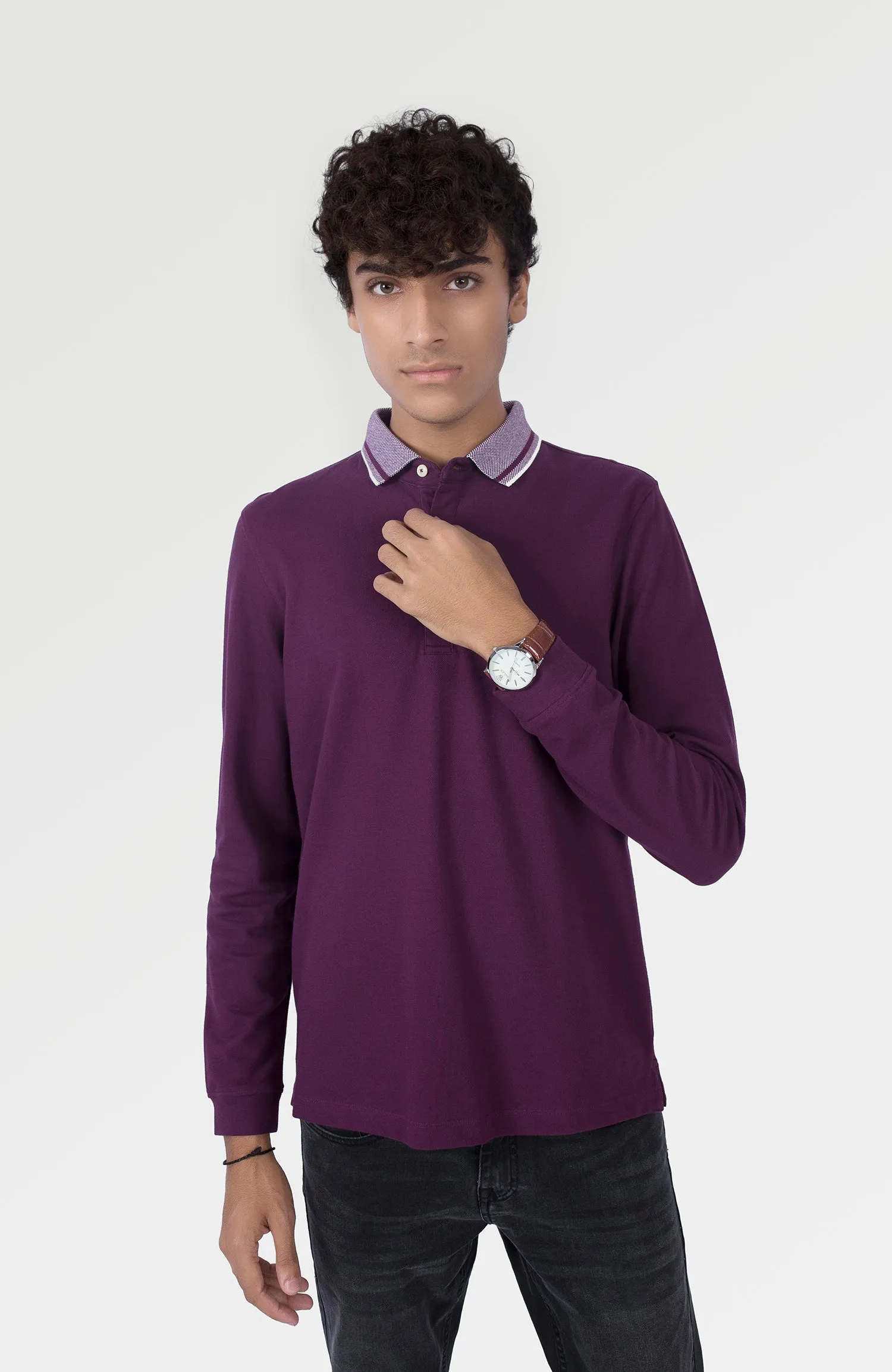 Jacquard Collar Polo