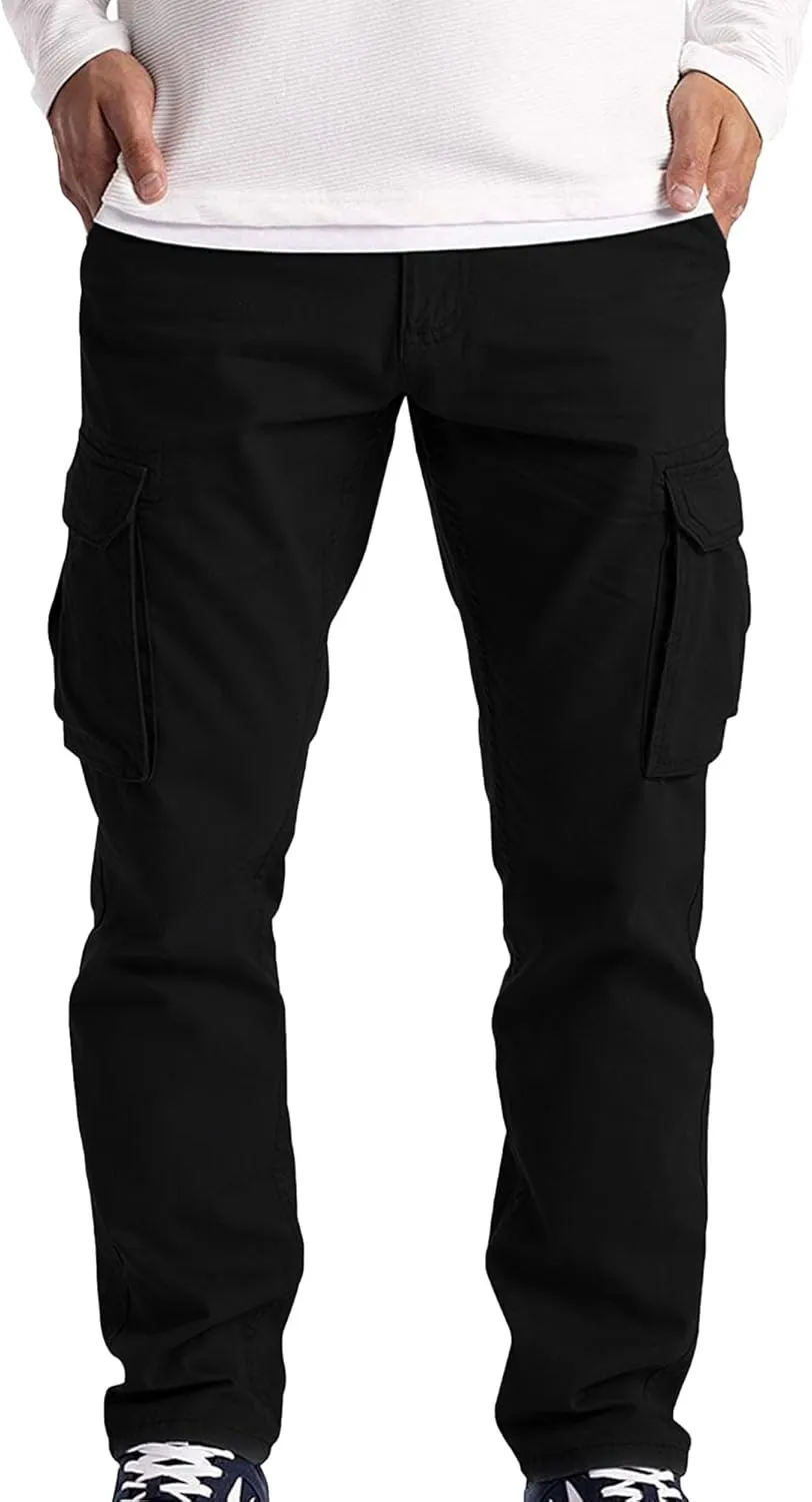 JEShifangjiusu Mens Wild Cargo Pants Stretch Hiking Work Pants Joggers Sweatpants Casual Slim Fit Chino Trousers With Pockets