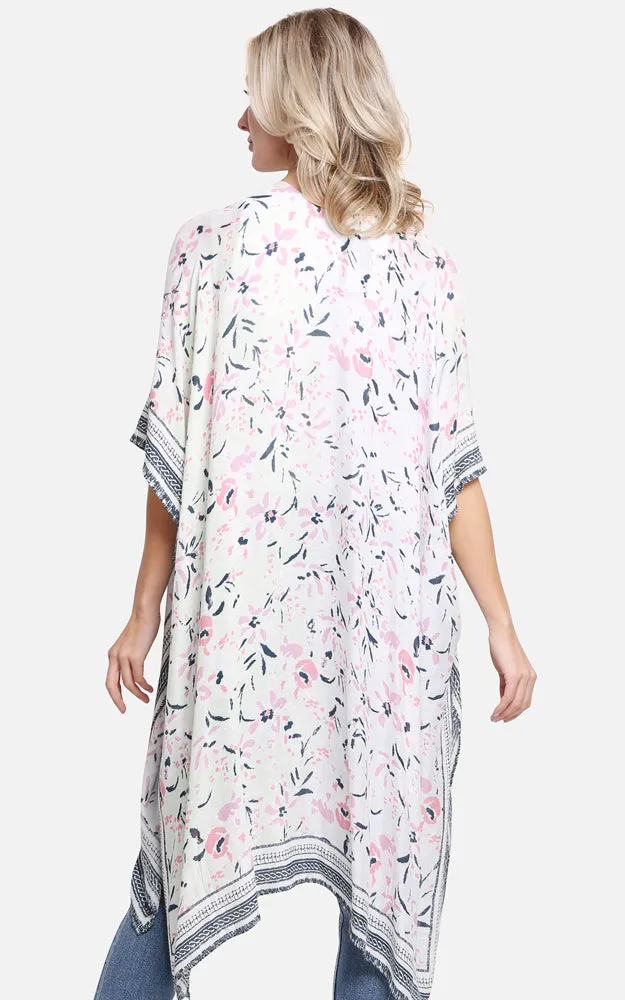 JP2204 Multi Color Floral Print Cover Up Kimono