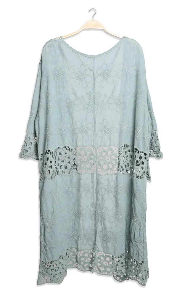 JP3000 Floral Lace Trim Kimono Cover Up