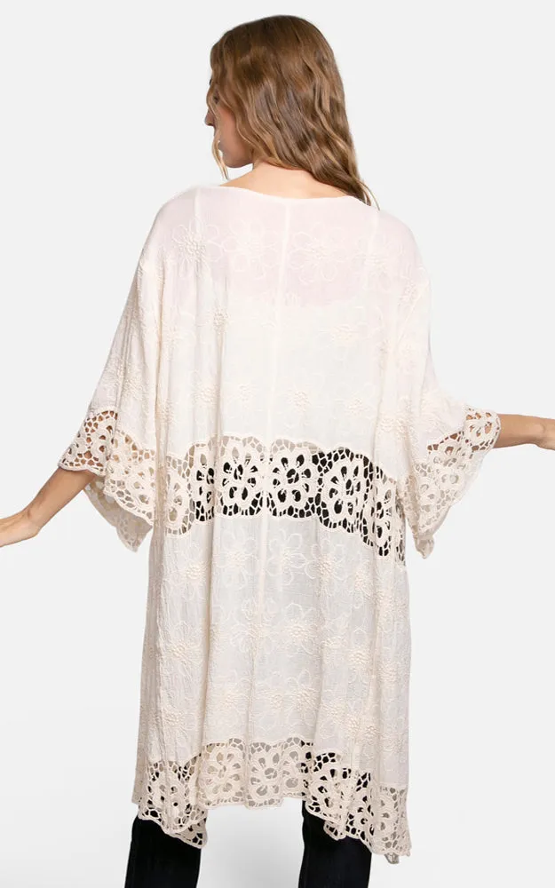 JP3000 Floral Lace Trim Kimono Cover Up