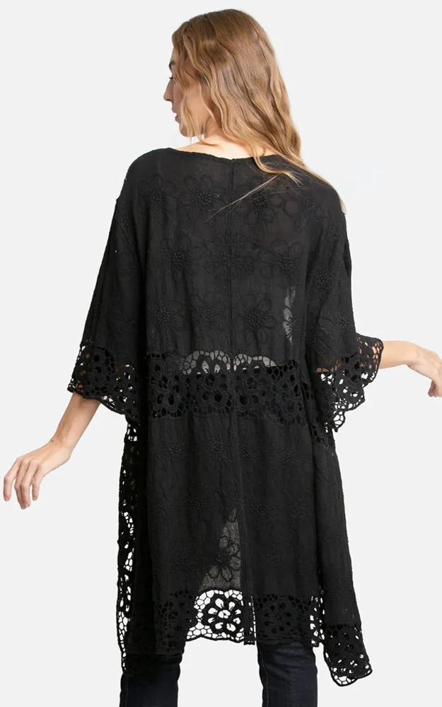 JP3000 Floral Lace Trim Kimono Cover Up