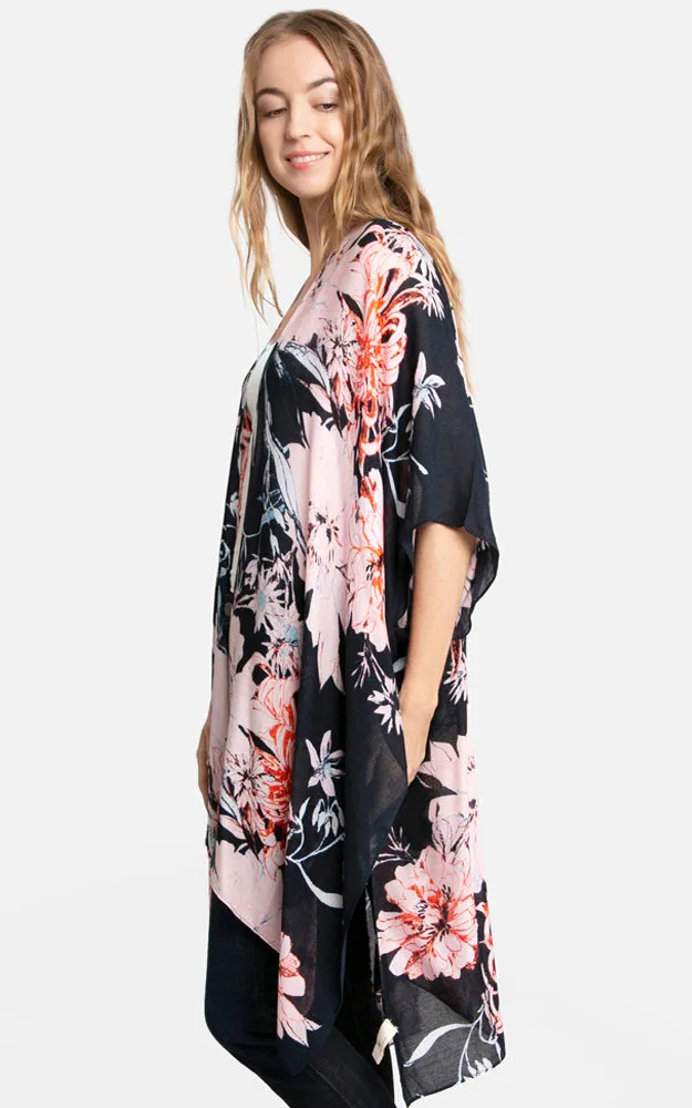 JP3014 Floral Print Cover Up Kimono