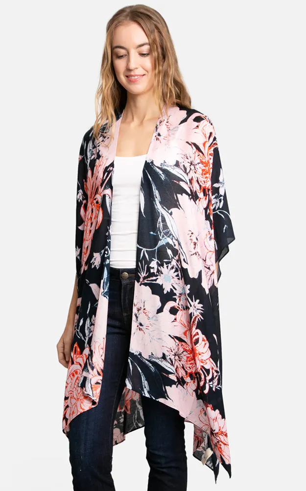 JP3014 Floral Print Cover Up Kimono