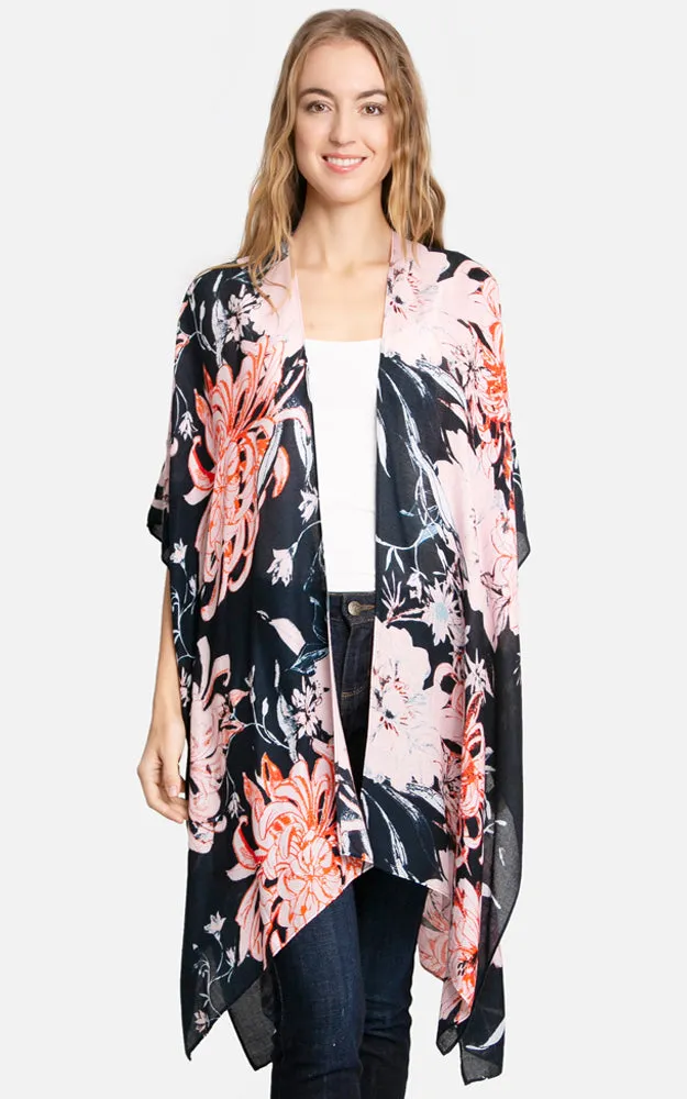 JP3014 Floral Print Cover Up Kimono