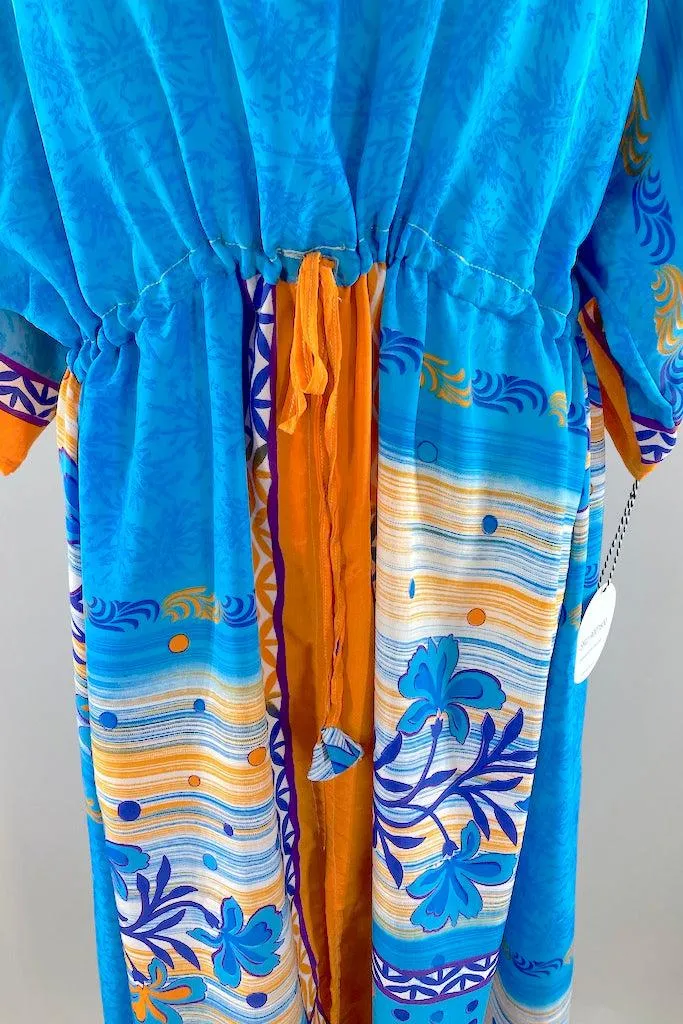 Kerala Kaftan / Aqua & Orange Floral