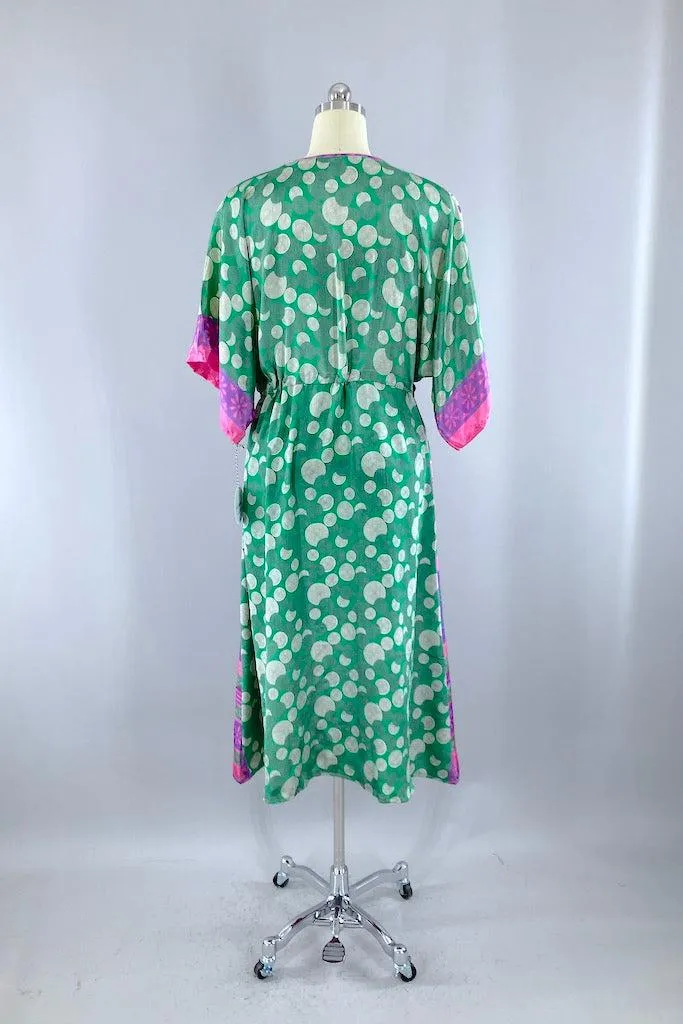 Kerala Kaftan / Pink & Green Floral