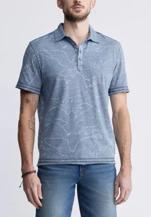 Komodo Men's Short-Sleeve Printed Polo in Mirage Blue - BM24248