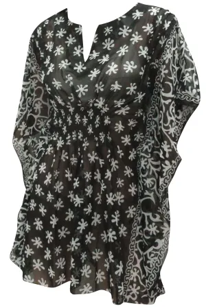 LA LEELA Women Chiffon Bikini Swimwear Cover Ups Beach Bikini Bathing Suit US 8-14 Black_D100