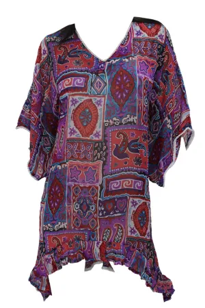 LA LEELA Women Chiffon Swimsuit Cover Ups Stylish Bikini Beach Cover Up Dress US 8-14 Purple_G8