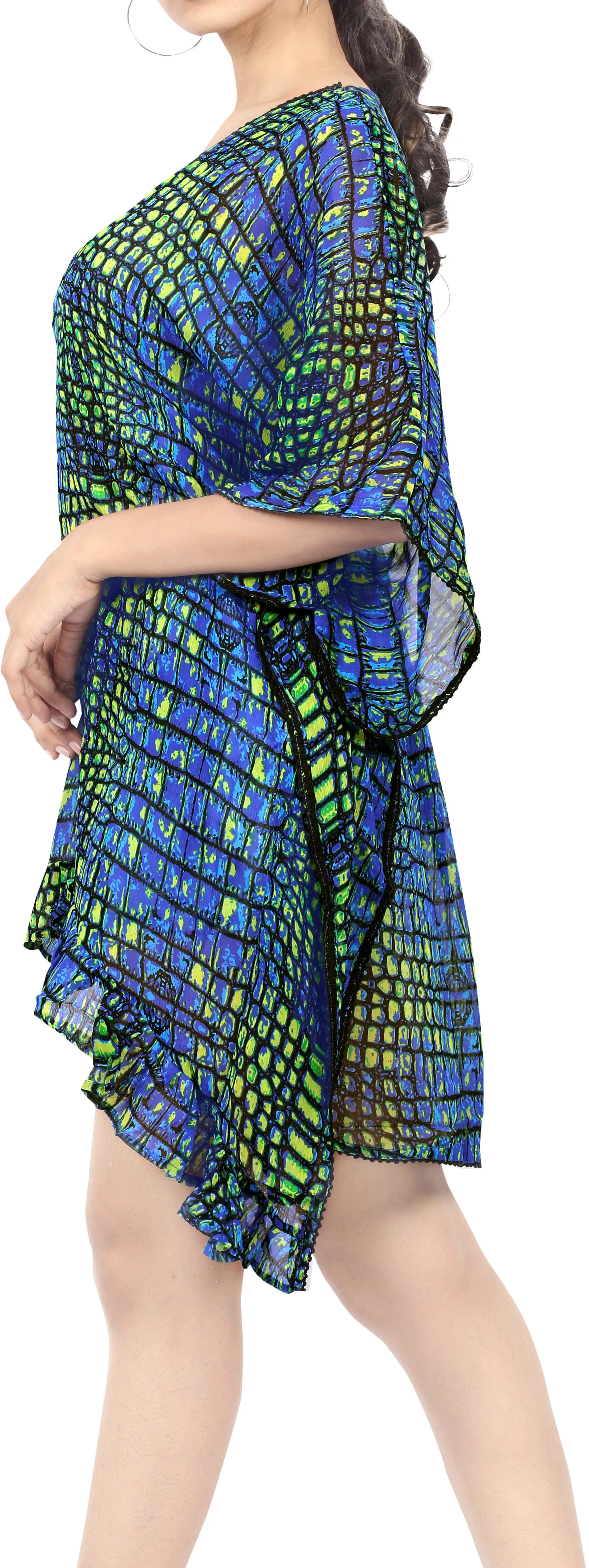 LA LEELA Women's Cute 3/4 Sleeve Chiffon Blouse Casual Top s US 8-14 Blue_Q663