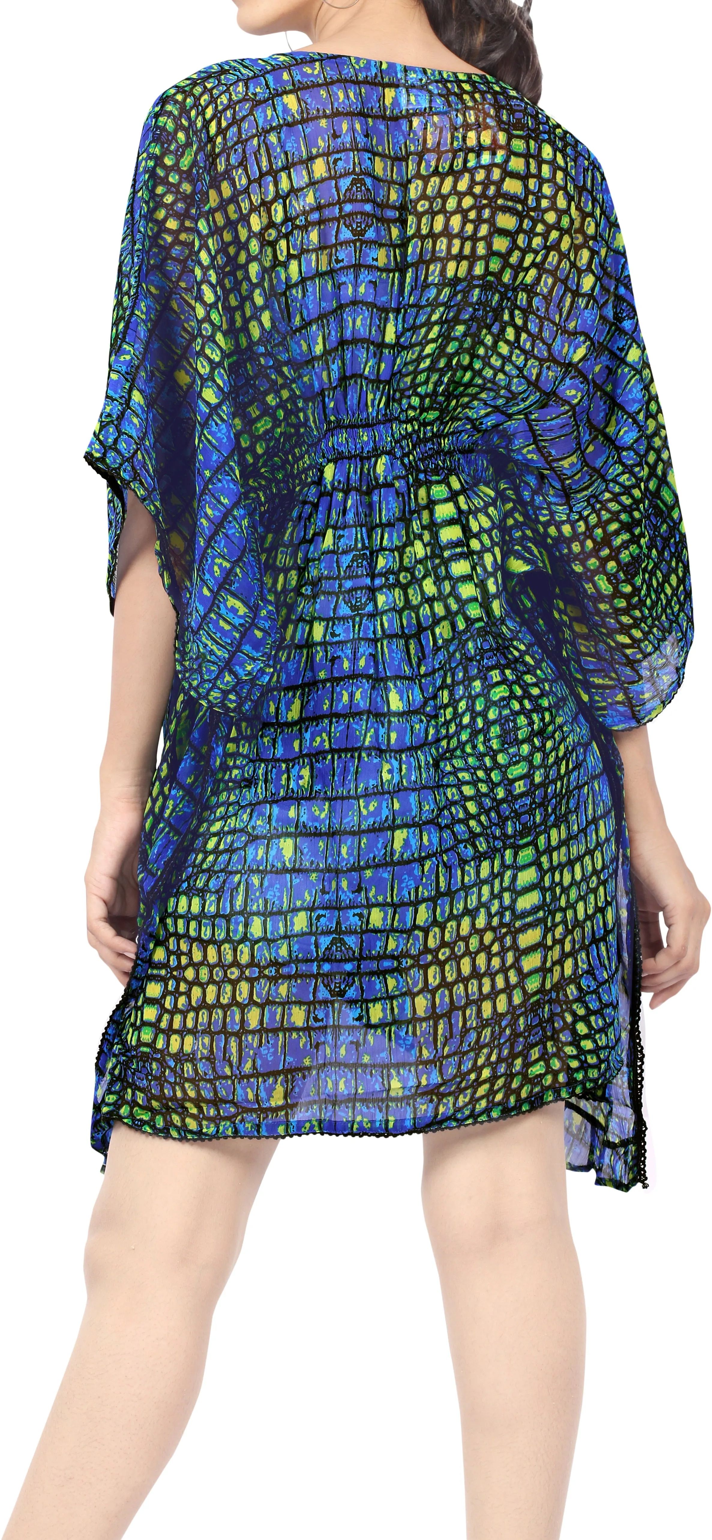 LA LEELA Women's Cute 3/4 Sleeve Chiffon Blouse Casual Top s US 8-14 Blue_Q663