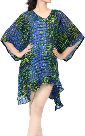 LA LEELA Women's Cute 3/4 Sleeve Chiffon Blouse Casual Top s US 8-14 Blue_Q663