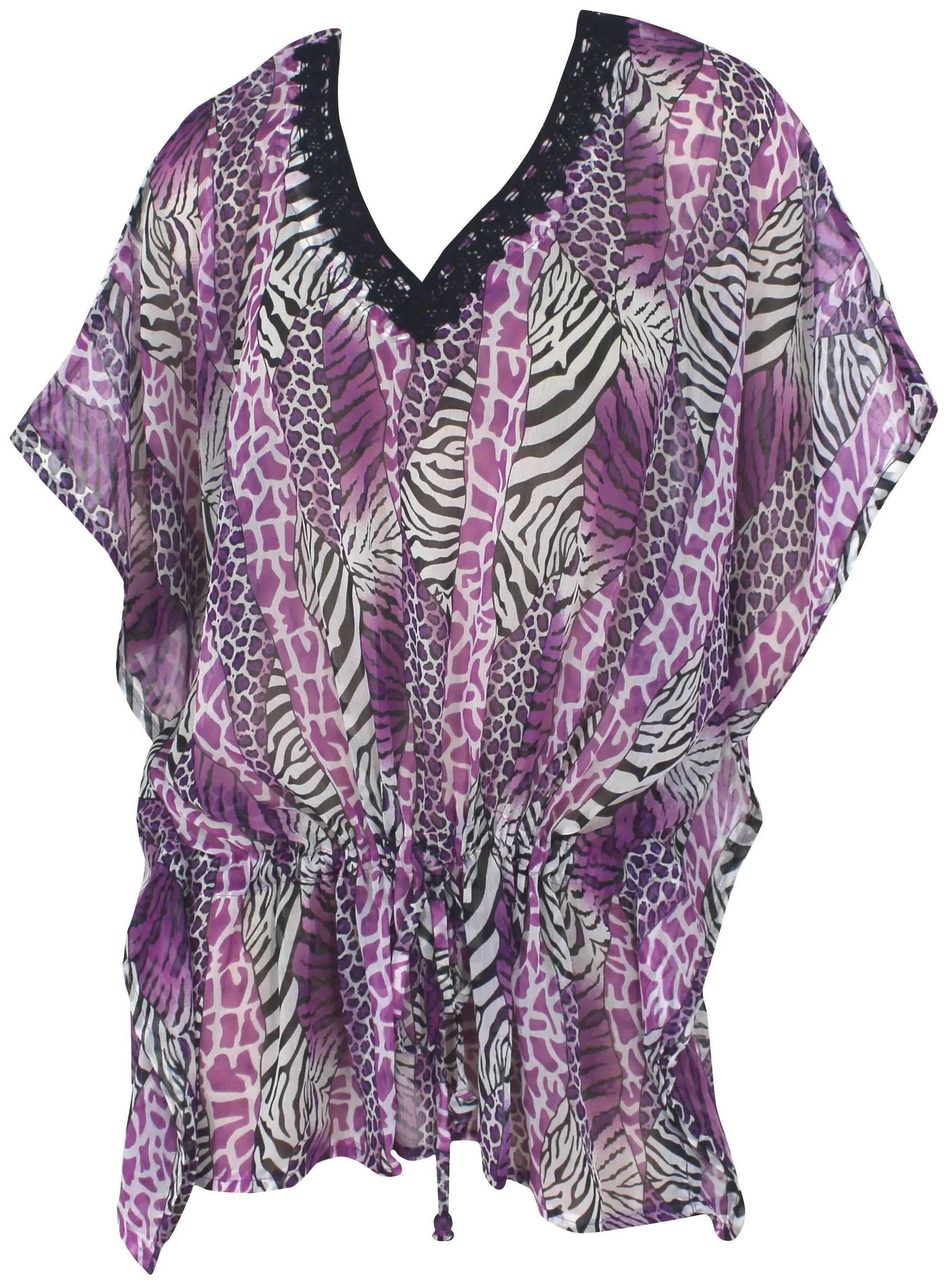 LA LEELA Women's Mini Beach Wear Swimwear Cover Ups Bikini US 8-10 Purple_G469
