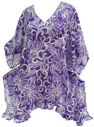 LA LEELA Women's Summer Loose Casual 3/4 Sleeve Chiffon Top T- Blouse US 8-14 Purple_E867