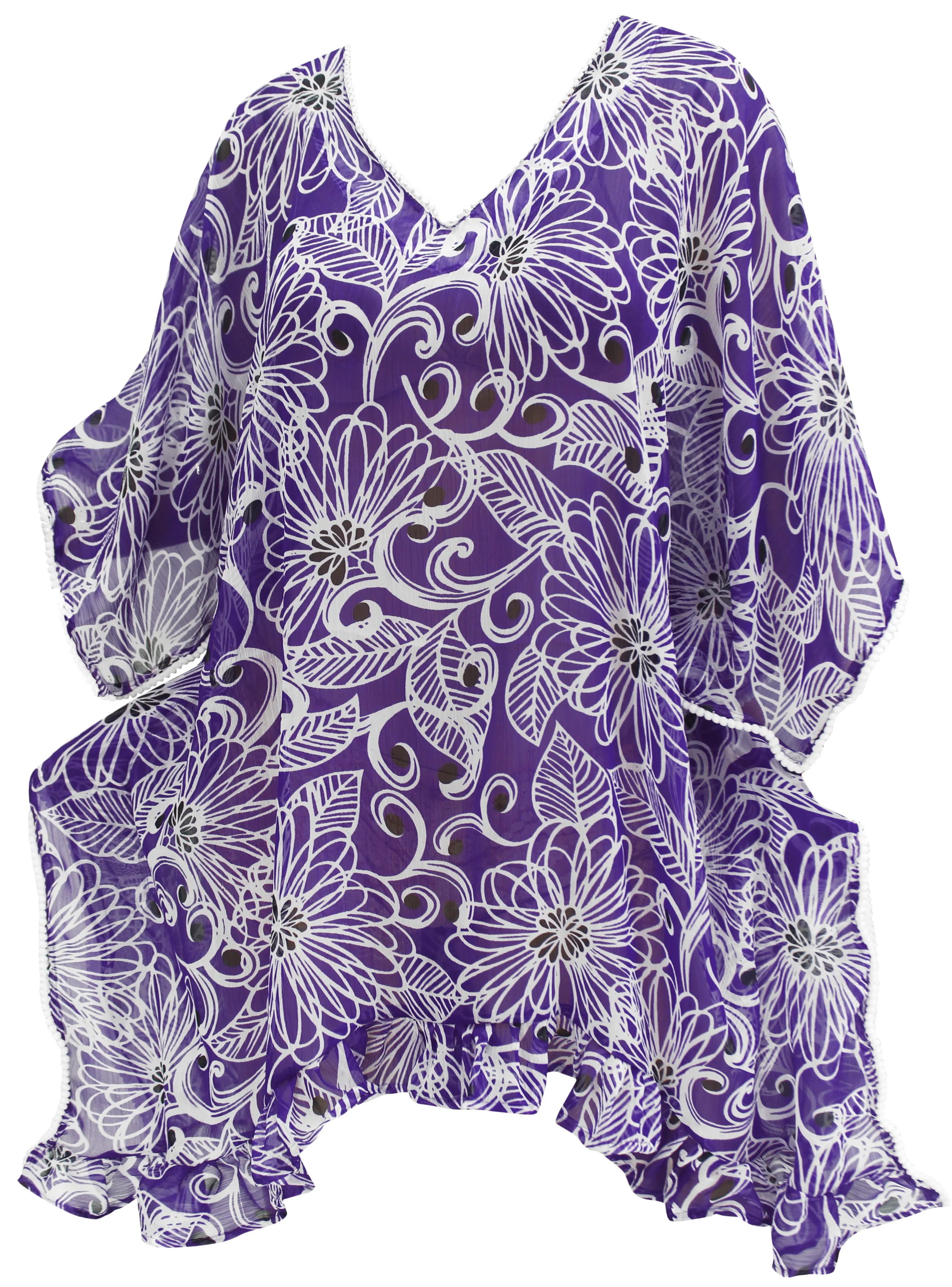 LA LEELA Women's Summer Loose Casual 3/4 Sleeve Chiffon Top T- Blouse US 8-14 Purple_E867