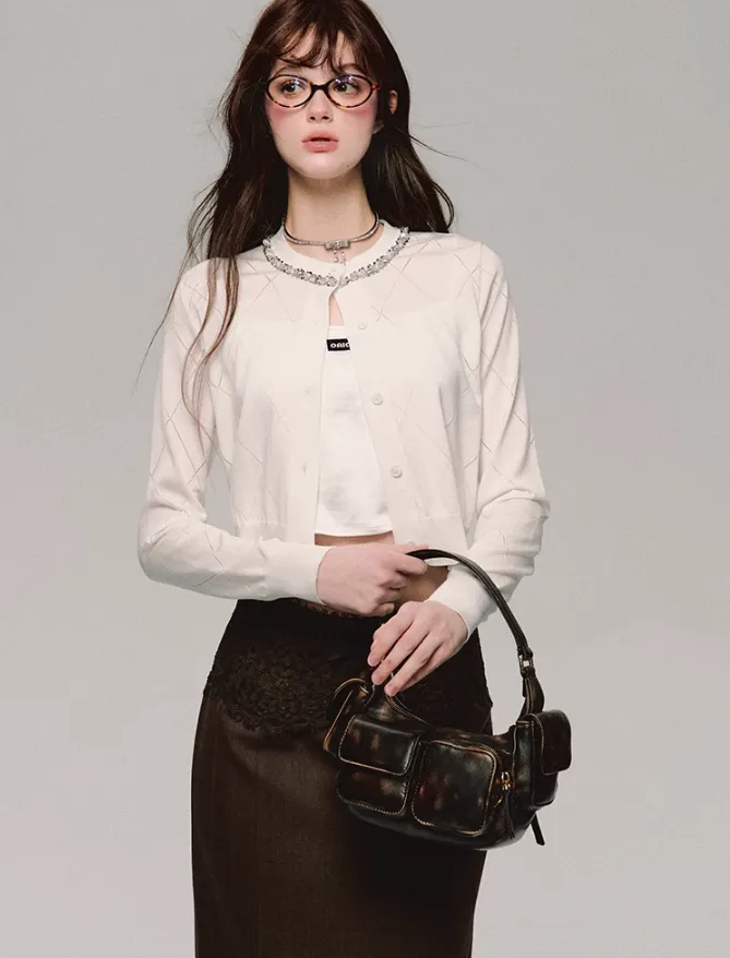 Lace Trim Satin Camisole/Skirt