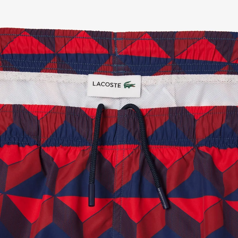 Lacoste PATTERNED SWIMWEAR TRUNKS Short Men’s -BLUE-BORDEAUX-RED