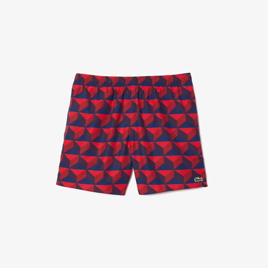 Lacoste PATTERNED SWIMWEAR TRUNKS Short Men’s -BLUE-BORDEAUX-RED