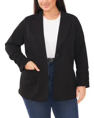 Lydia Ruched Sleeve Blazer | Rich Black