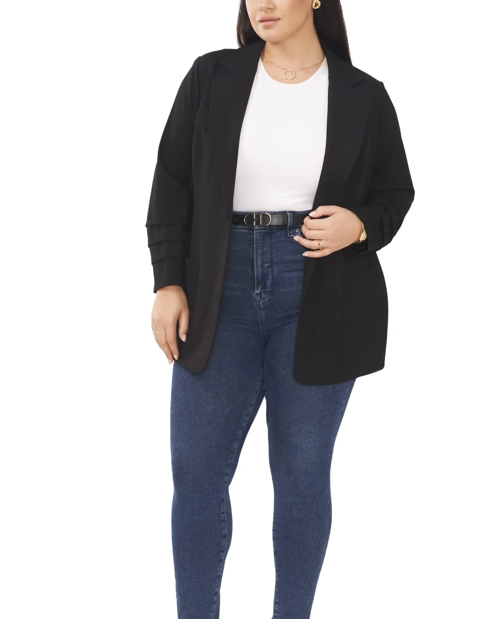 Lydia Ruched Sleeve Blazer | Rich Black