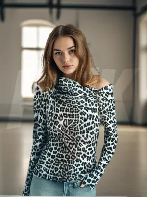 Maglia monospalla leopardata donna Besties