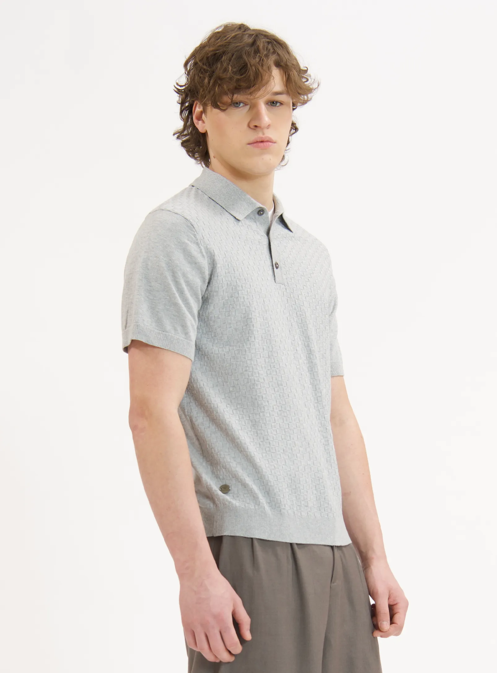 MARC | Polo Buttoned With Front Texture||MARC | Polo À Boutons Avec Texture Sur Le Devant