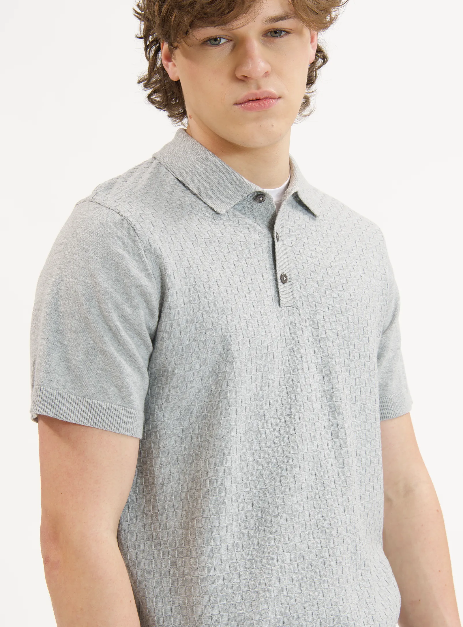 MARC | Polo Buttoned With Front Texture||MARC | Polo À Boutons Avec Texture Sur Le Devant