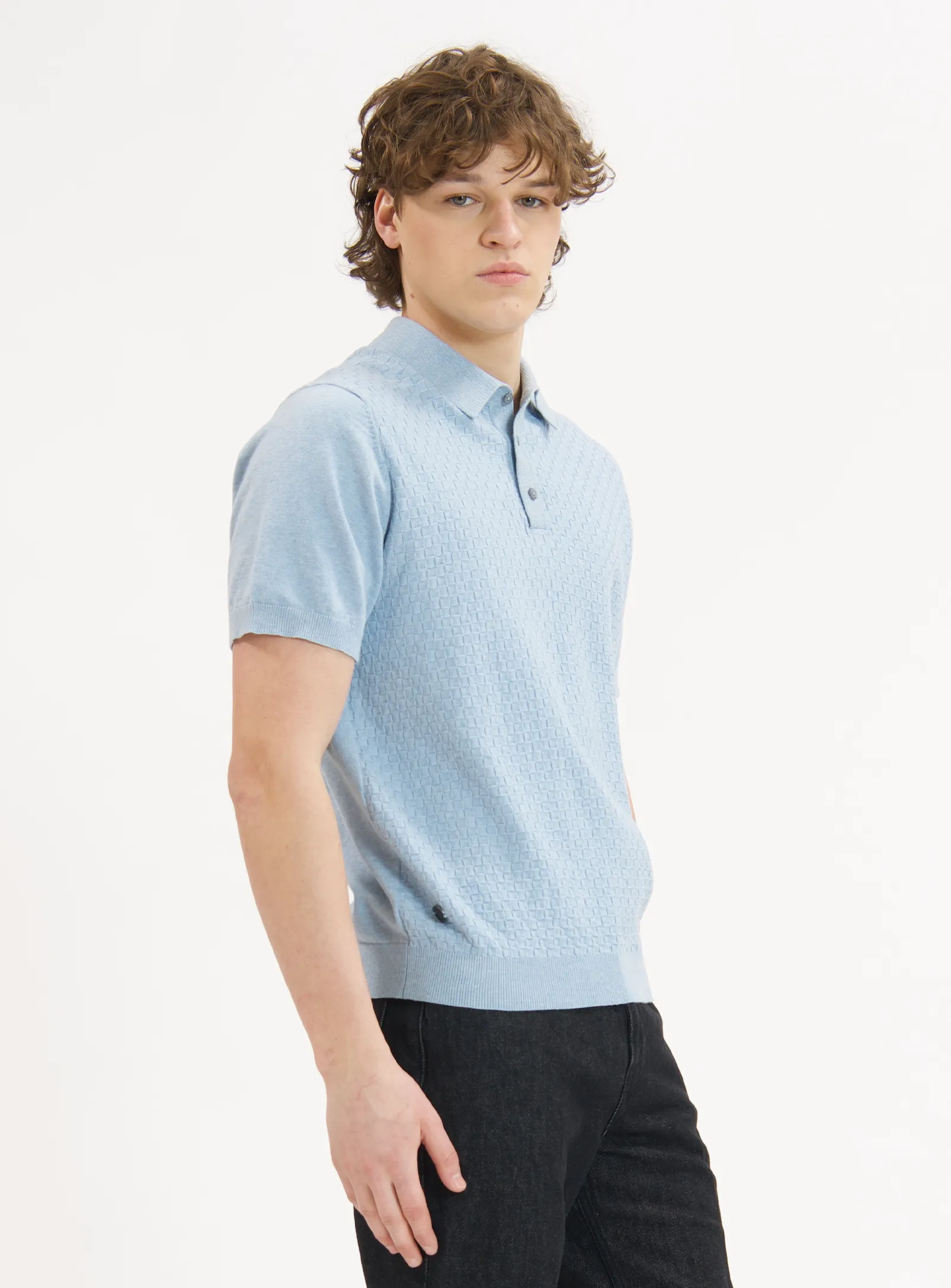 MARC | Polo Buttoned With Front Texture||MARC | Polo À Boutons Avec Texture Sur Le Devant