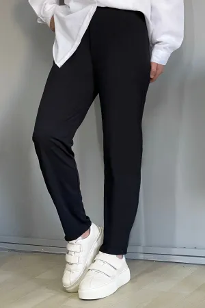 MDS Women Slim Fit Straight Leg Pants - Black - Hanover Park