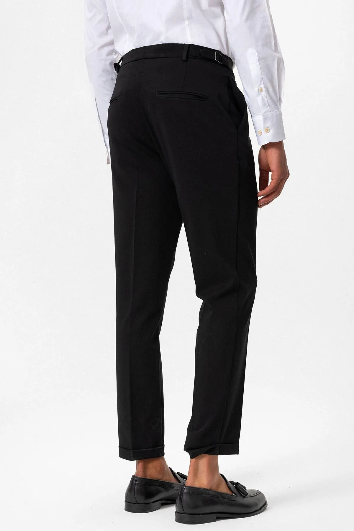 Men's Black Slim Fit Cuffed  Pants - Wessi