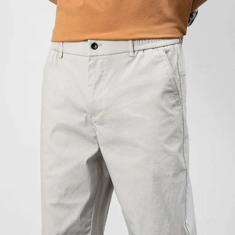 Mens Chino Pants  Relaxed Fit  Lightweight Cotton  Tapered Leg  Full Length Casual
