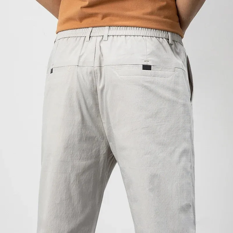 Mens Chino Pants  Relaxed Fit  Lightweight Cotton  Tapered Leg  Full Length Casual