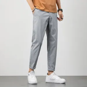 Mens Chino Pants  Relaxed Fit  Lightweight Cotton  Tapered Leg  Full Length Casual